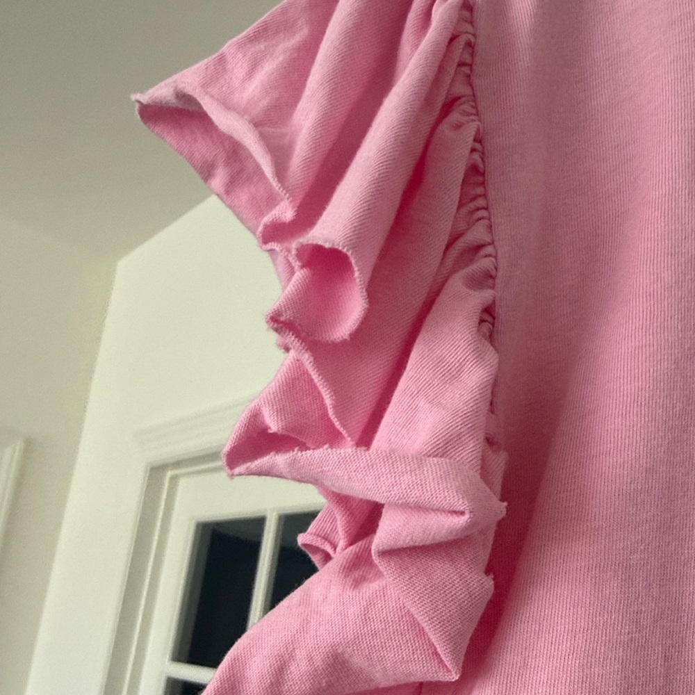 Zara Bright Pink Ruffle Sleeve Tee - Picture 4 of 4